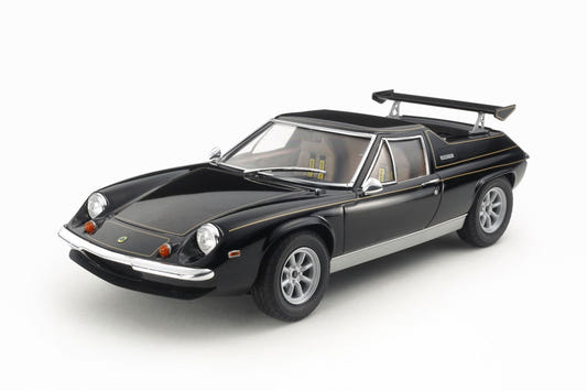 Tamiya 1/24 Lotus Europa Special kit, built model in black with gold pinstripes and rear wing