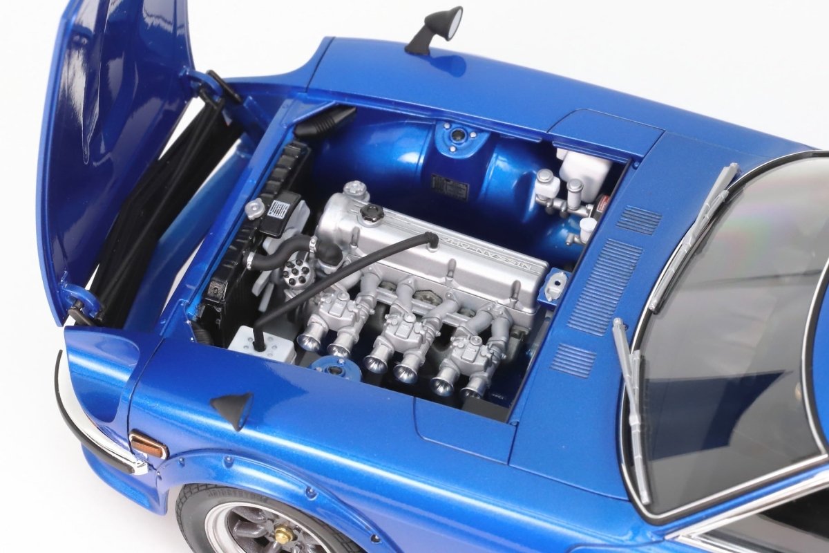 Tamiya 1/24 Nissan Fairlady 240Z Street Custom kit, close-up of the open bonnet and straight-six engine