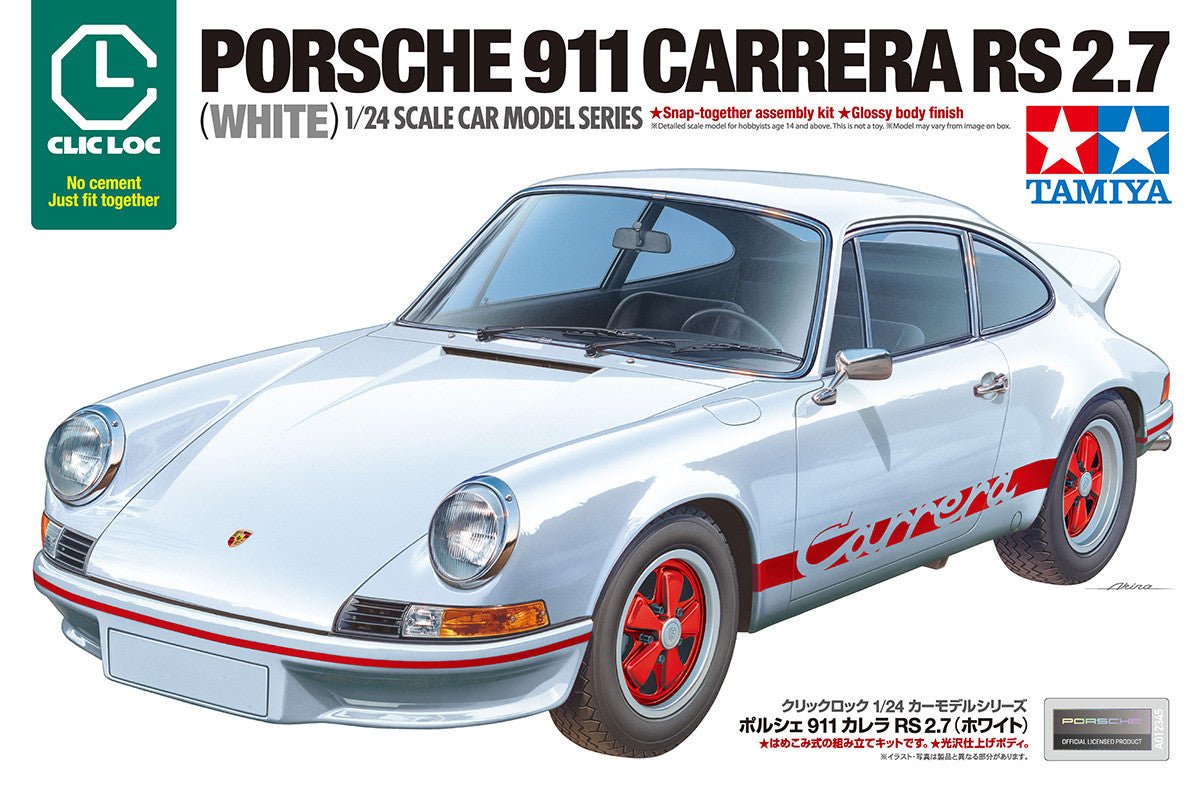 Tamiya 1:24 Porsche 911 Carrera RS 2.7 White (Clic Loc) - 28103