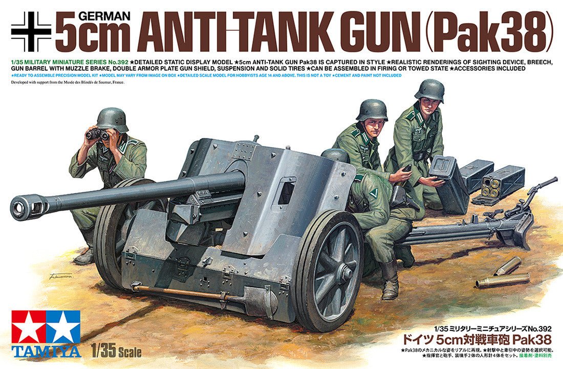 Tamiya 1:35 German Anti-Tank Gun 5cm Pak 38 - 35392