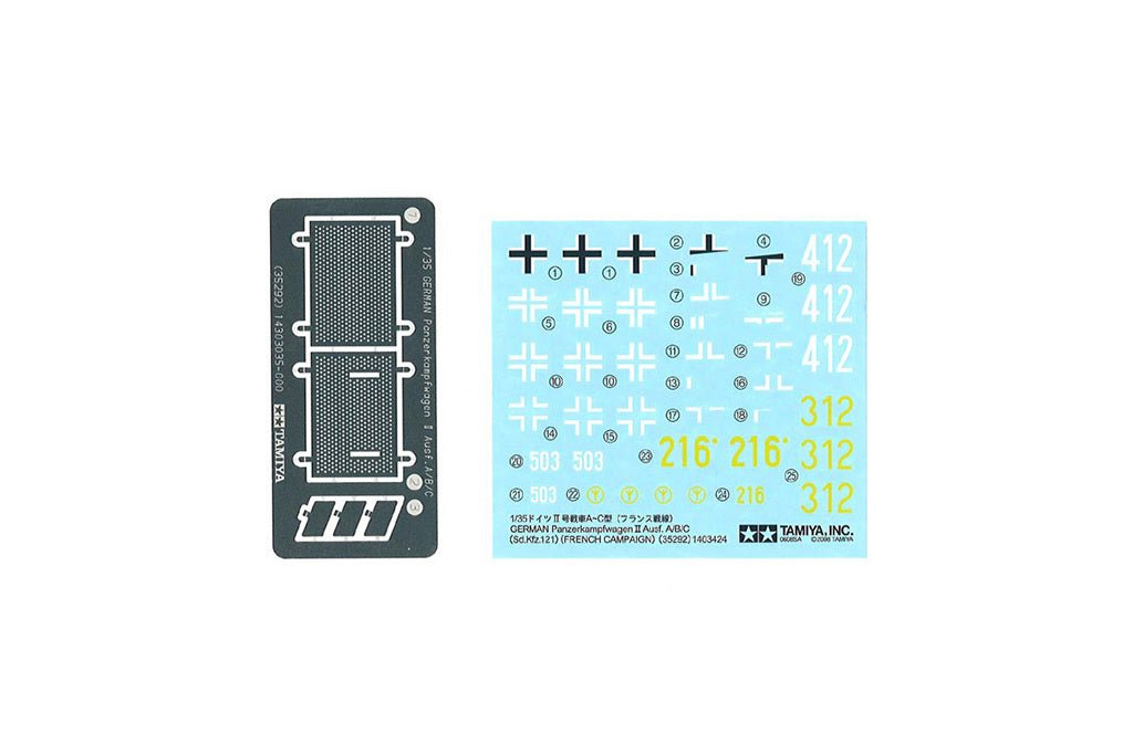 Tamiya 1/35 Panzer II Ausf.A/B/C kit, photo-etched grille and decal sheet