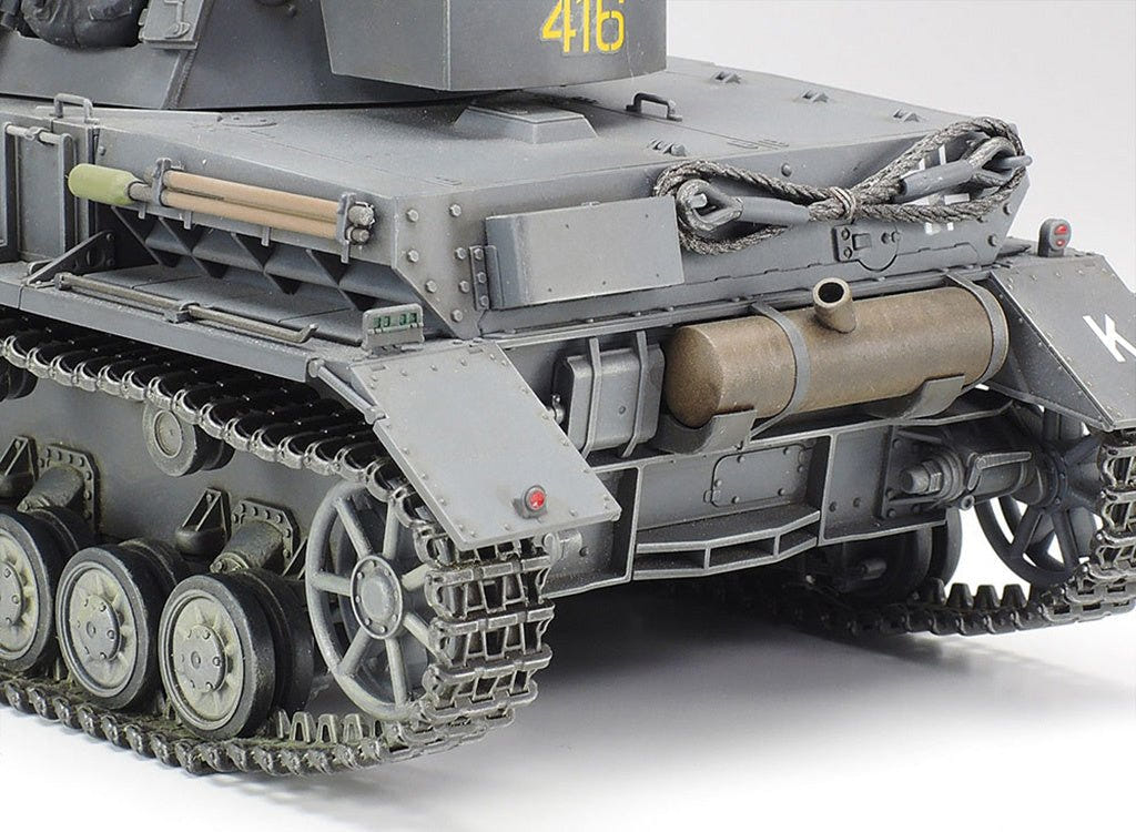 Tamiya 1/35 Panzer IV Ausf.F kit, close-up of the rear hull and exhaust silencer