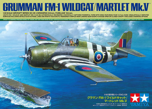 Tamiya 1:48 Grumman FM-1 Wildcat/Martlet plastic scale model kit box