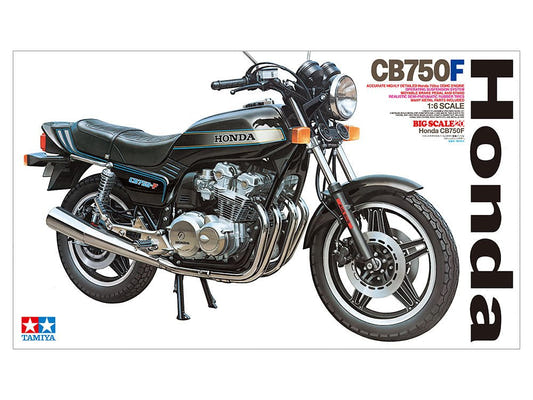 Tamiya 1/6 Honda CB750F kit, box art showing the black and silver motorcycle, side view