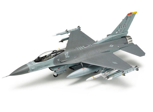 Tamiya 1/72 F-16CJ Block 50 Fighting Falcon with full equipment kit, built grey model, front view