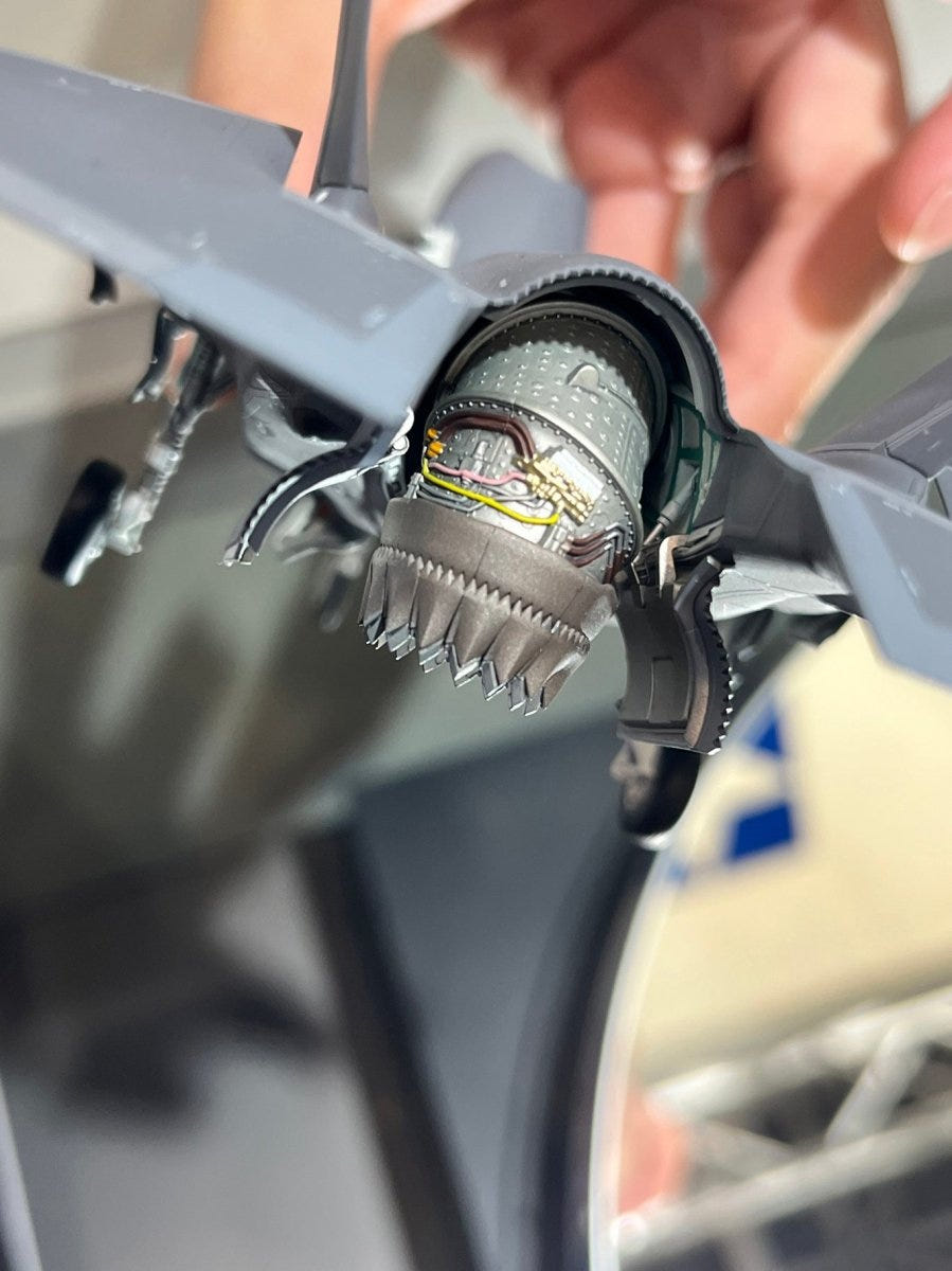Tamiya 1/72 F-35B Lightning II kit, side close-up of the vectored exhaust nozzle