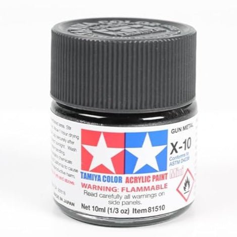 Tamiya acrylic paint mini X-10 Gun Metal 10ml jar