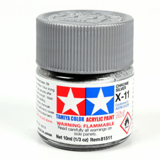 Tamiya acrylic paint mini X-11 Chrome Silver 10ml jar