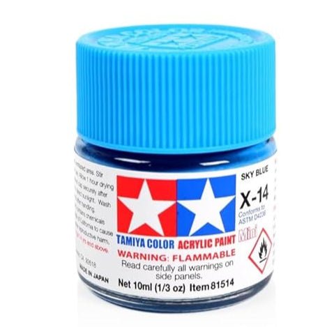 Tamiya acrylic paint mini X-14 Sky Blue 10ml jar