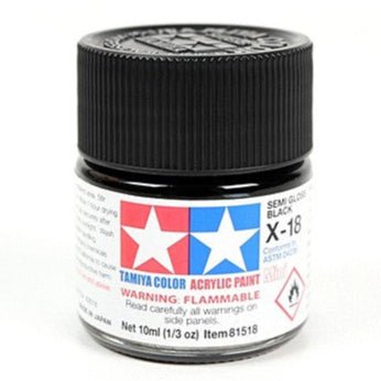 Tamiya acrylic paint mini X-18 Semi Gloss Black 10ml jar