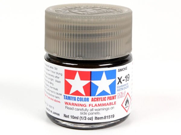 Tamiya acrylic paint mini X-19 Smoke 10ml jar