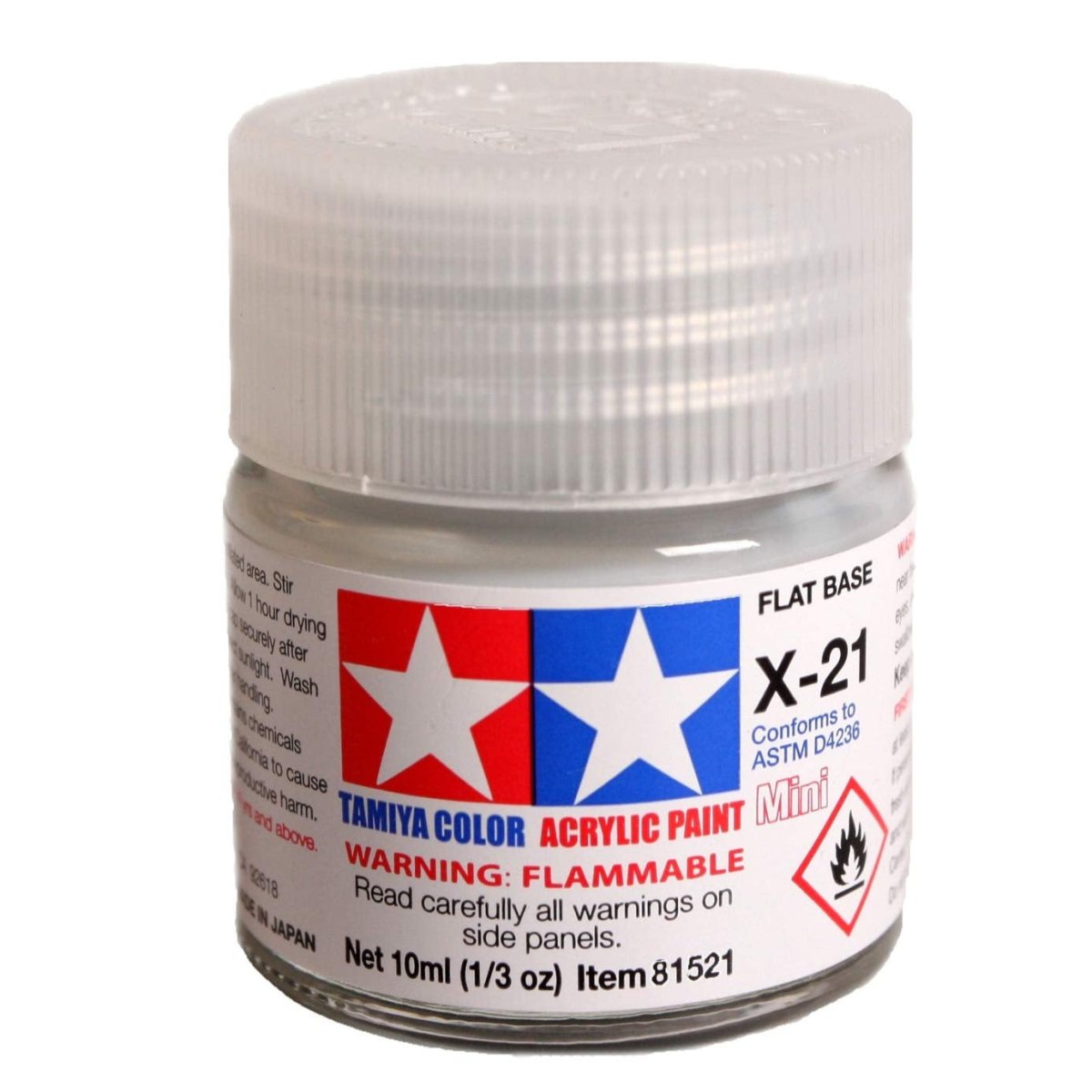 Tamiya acrylic paint mini X-21 Flat Base 10ml jar