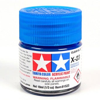 Tamiya acrylic paint mini X-23 Clear Blue 10ml jar