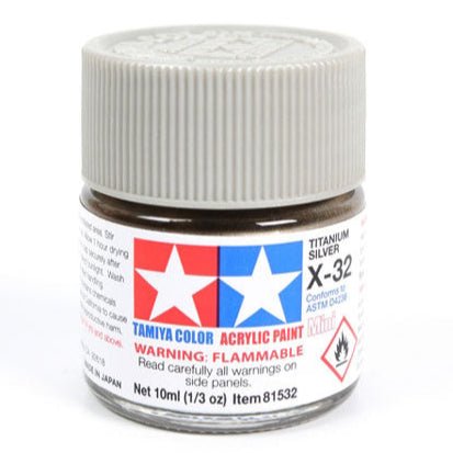 Tamiya acrylic paint mini X-32 Titan Silver 10ml jar