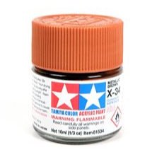 Tamiya acrylic paint mini X-34 Metal Brown 10ml jar