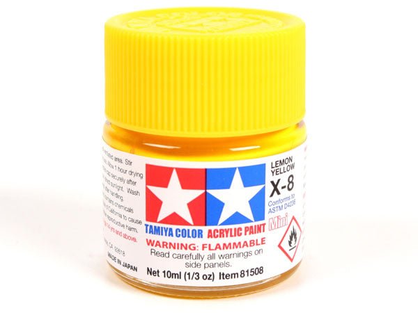 Tamiya acrylic paint mini X-8 Lemon Yellow 10ml jar