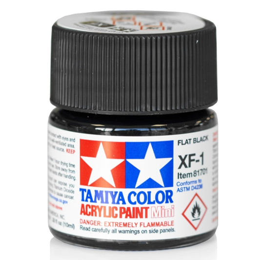 Tamiya acrylic paint mini XF-1 Flat Black 10ml jar