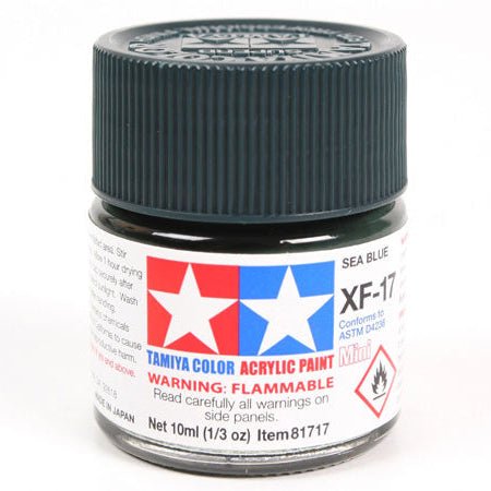 Tamiya acrylic paint mini XF-17 Sea Blue 10ml jar