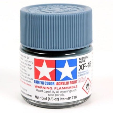 Tamiya acrylic paint mini XF-18 Medium Blue 10ml jar