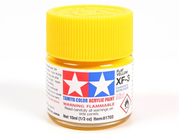 Tamiya acrylic paint mini XF-3 Flat Yellow 10ml jar