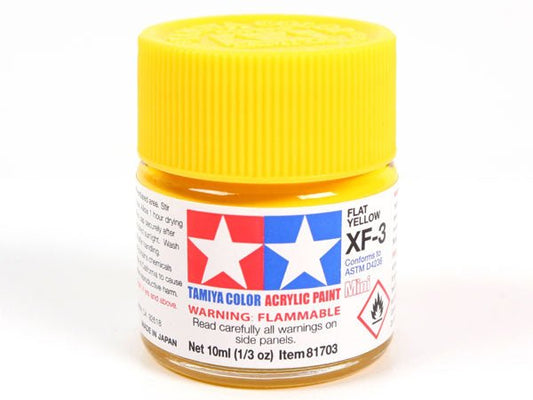 Tamiya acrylic paint mini XF-3 Flat Yellow 10ml jar