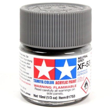 Tamiya acrylic paint mini XF-53 Neutral Grey 10ml jar