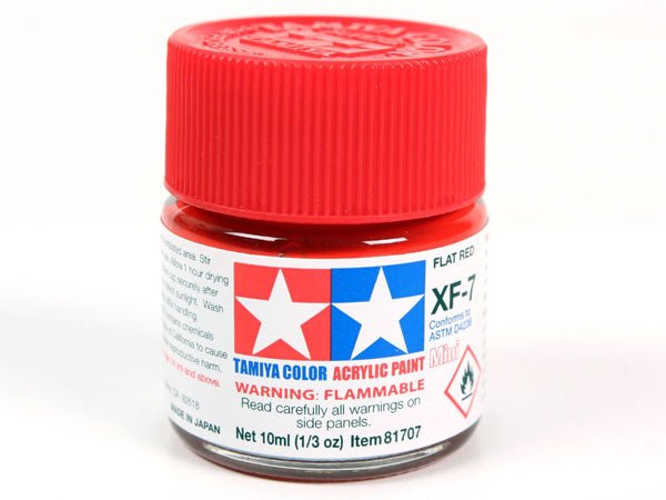 Tamiya acrylic paint mini XF-7 Flat Red 10ml jar