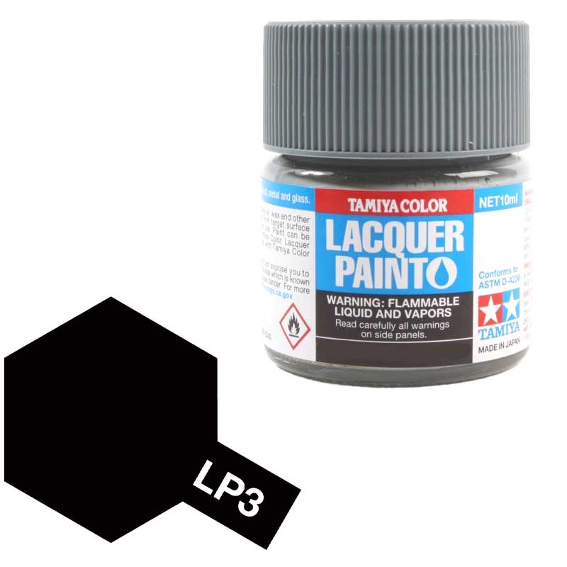Tamiya lacquer paint LP-3 Flat Black 10ml bottle