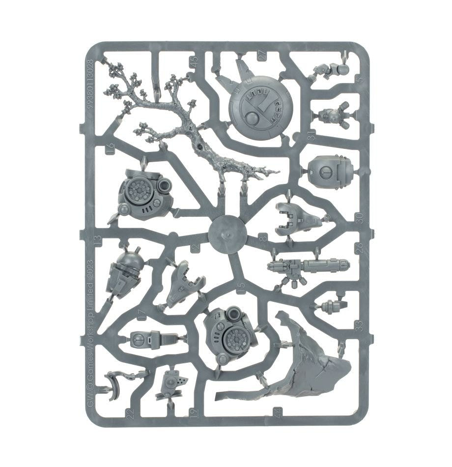 T'au Empire Commander Farsight unpainted plastic sprue, frame 2 of 3