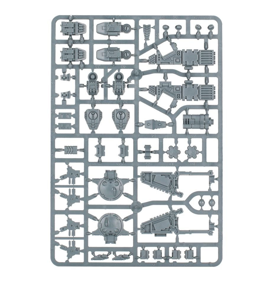 Games Workshop T'au XV95 Ghostkeel Battlesuit unpainted plastic sprue, frame 1 of 3