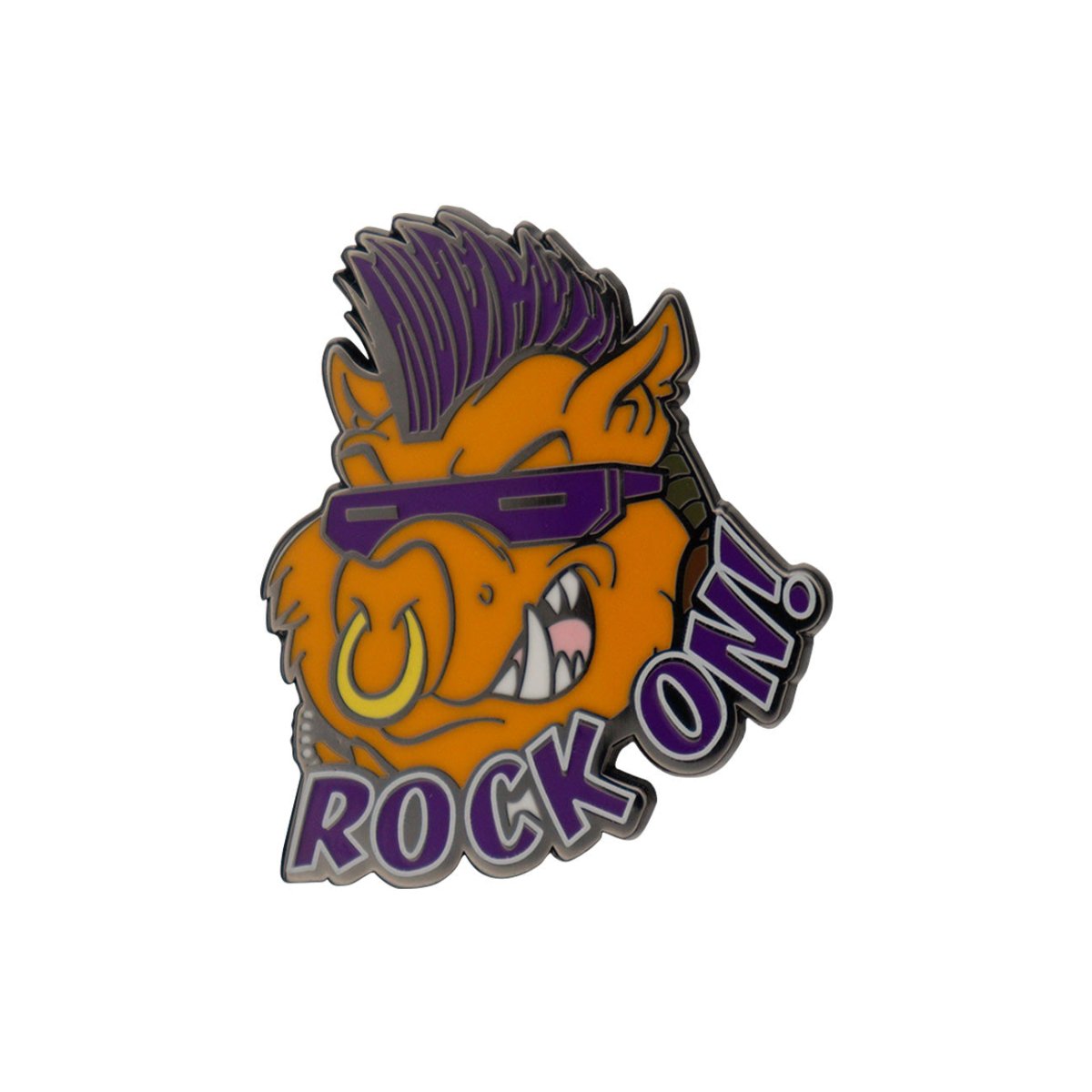 Bebop Rock On TMNT mystery enamel pin badge with purple mohawk and shades