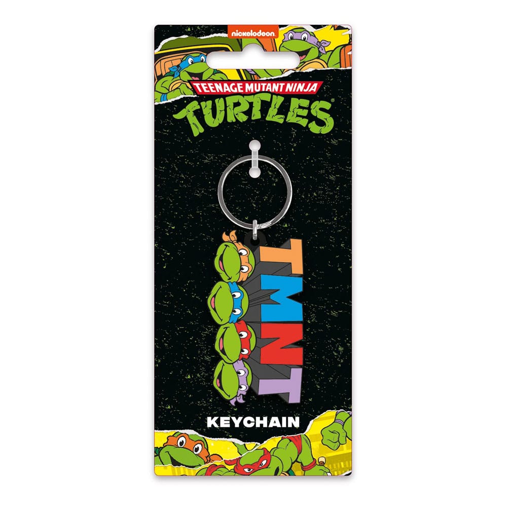 Teenage Mutant Ninja Turtles classic rubber keychain with TMNT logo and turtle heads on its card