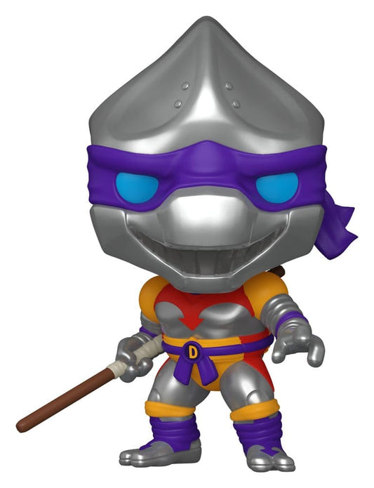 Funko POP! Donatello x Jet Jaguar, purple-masked silver robot turtle holding a bo staff