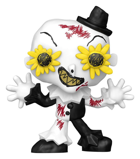 Funko Pop! Movies Doodles Art the Clown vinyl figure from Terrifier with sunflower eyes and top hat