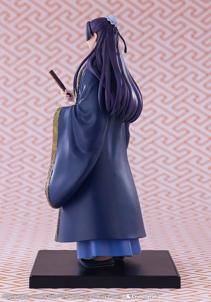 Jinshi Oshi Works figure by Kotobukiya, left side view holding a folded fan