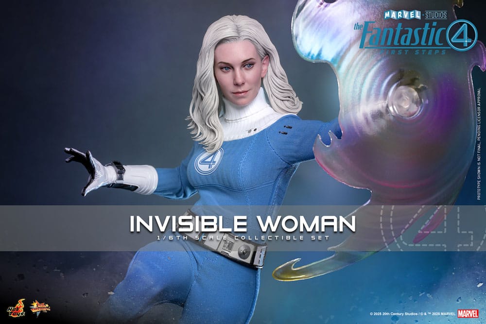 Hot Toys Invisible Woman promo banner showing Sue Storm projecting a force field