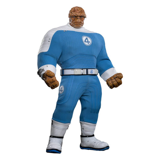 Hot Toys Fantastic Four: First Steps 1/6 The Thing figure in blue suit, front view on white