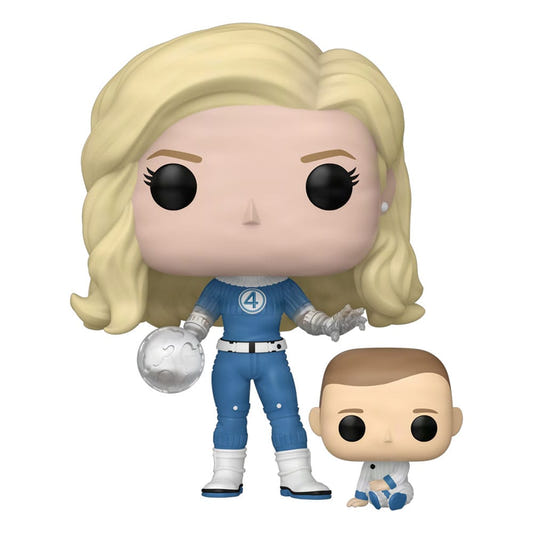 Funko Pop! & Buddy Invisible Woman in blue uniform with baby Franklin, Fantastic Four