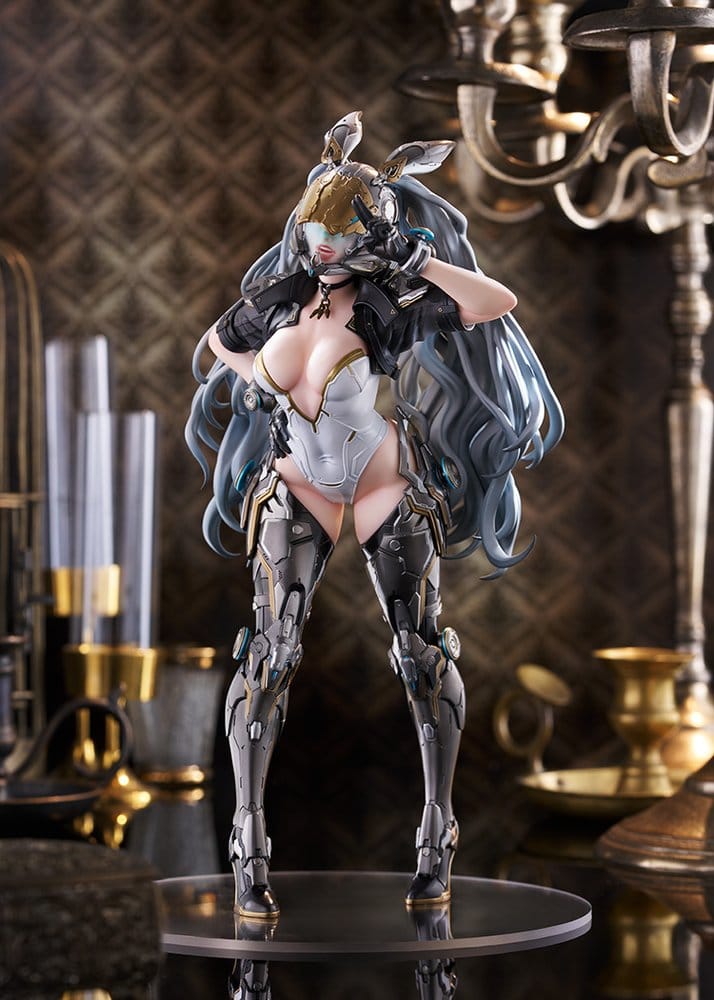 The First Descendant Ultimate Bunny figure on a clear base among ornate candelabras