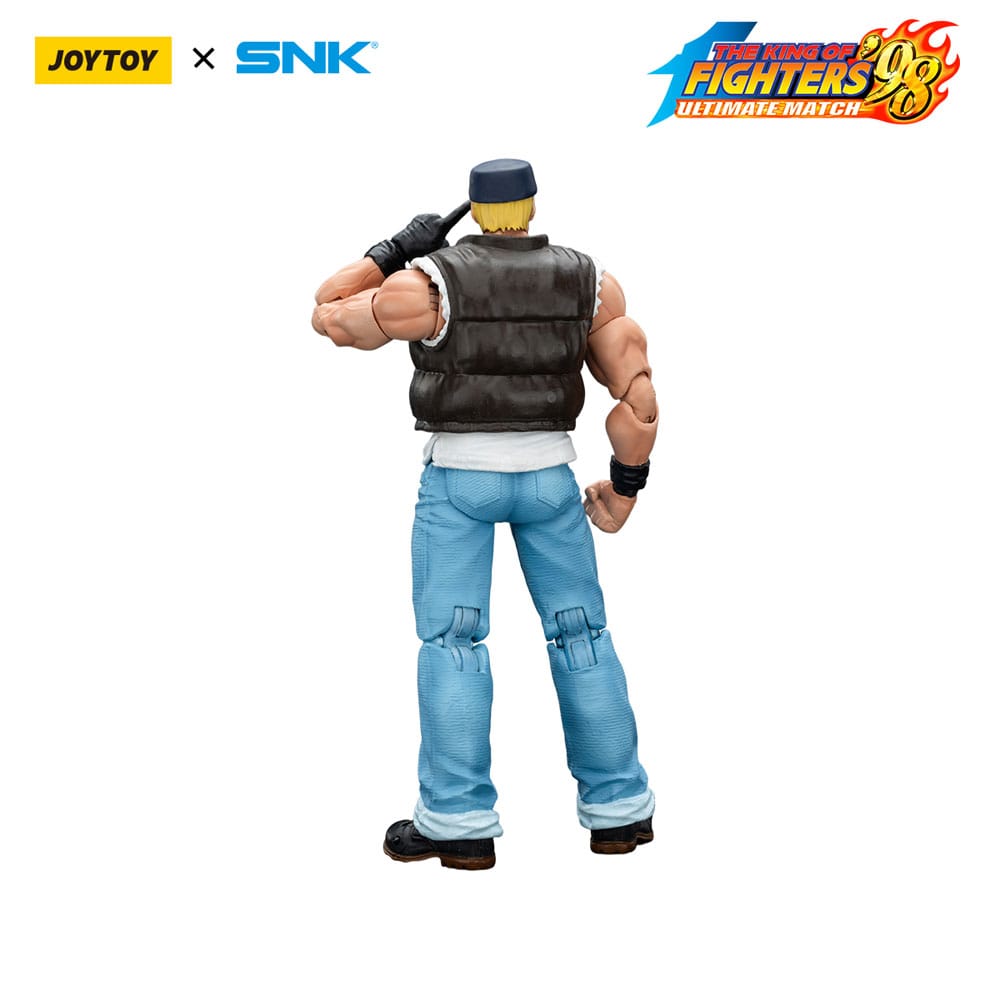 JoyToy King of Fighters '98 Clark Still figure, rear view with hand on cap, on white