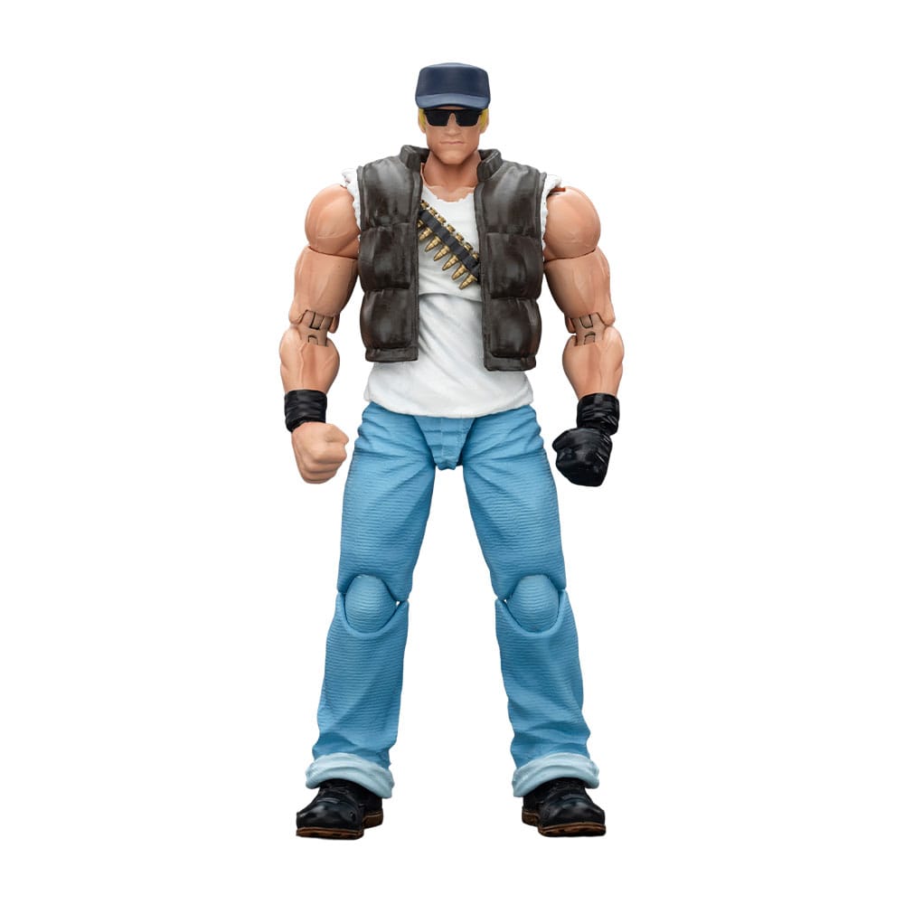 JoyToy King of Fighters '98 Clark Still figure, front view in cap, sunglasses and vest, plain white