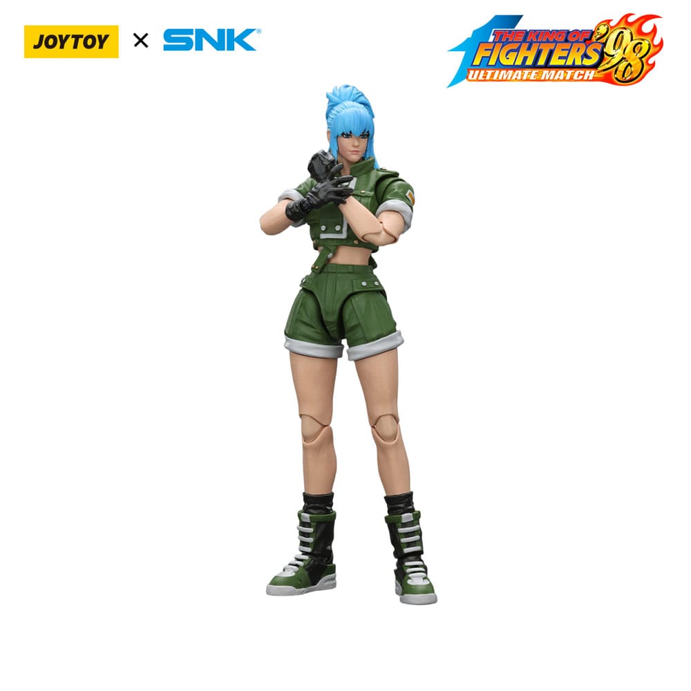 JoyToy King of Fighters '98 Leona Heidern figure, arms crossed in front, on white
