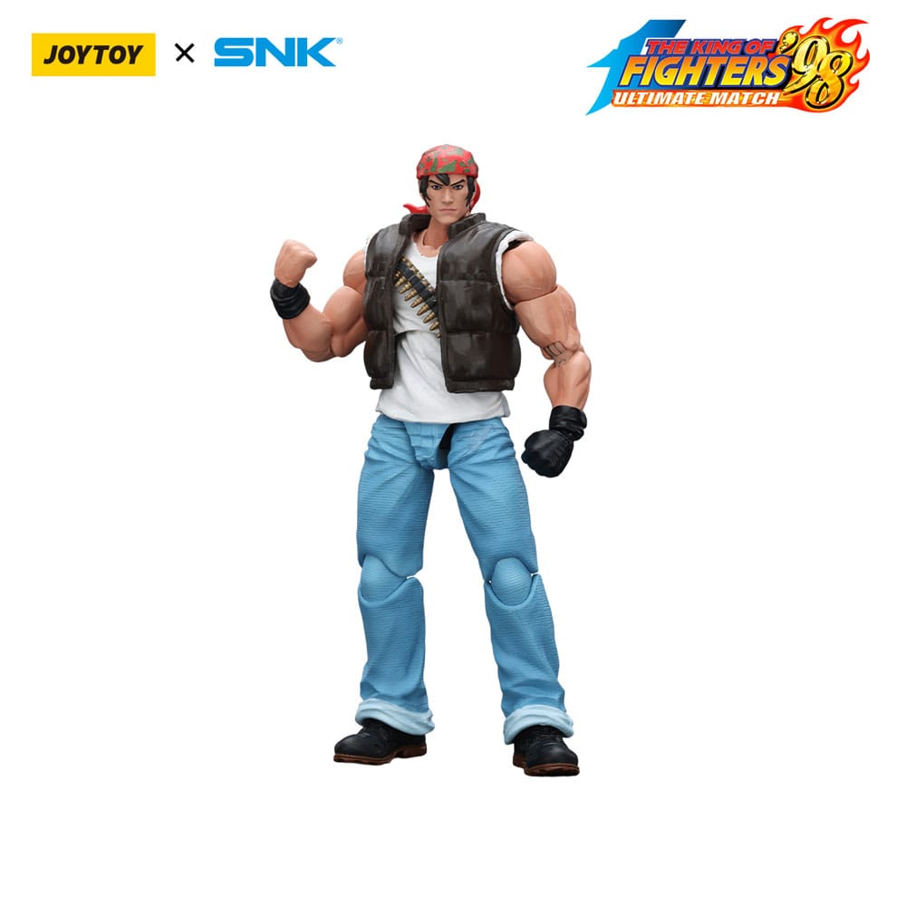 JoyToy King of Fighters '98 Ralf Jones figure, front view with JoyToy x SNK logos, on white