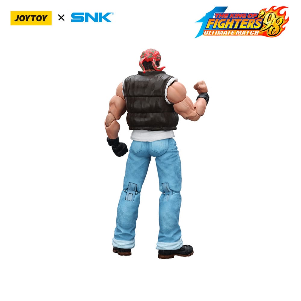 JoyToy King of Fighters '98 Ralf Jones figure, rear view with fist raised, on white
