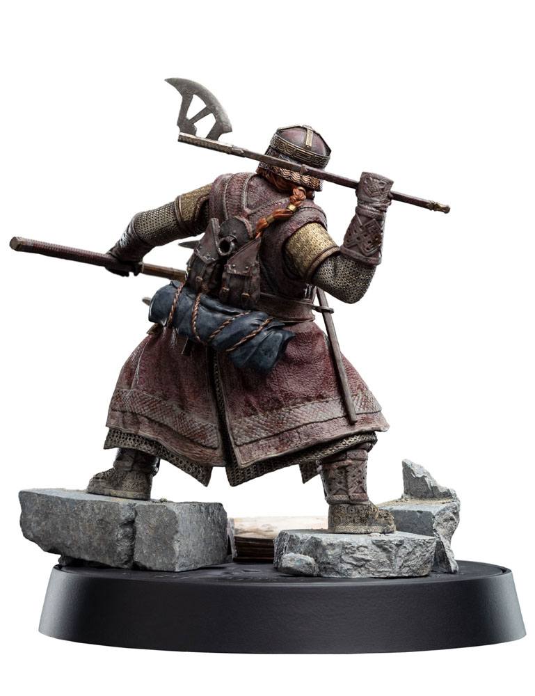 Weta Workshop Gimli statue rear view showing bedroll and axes