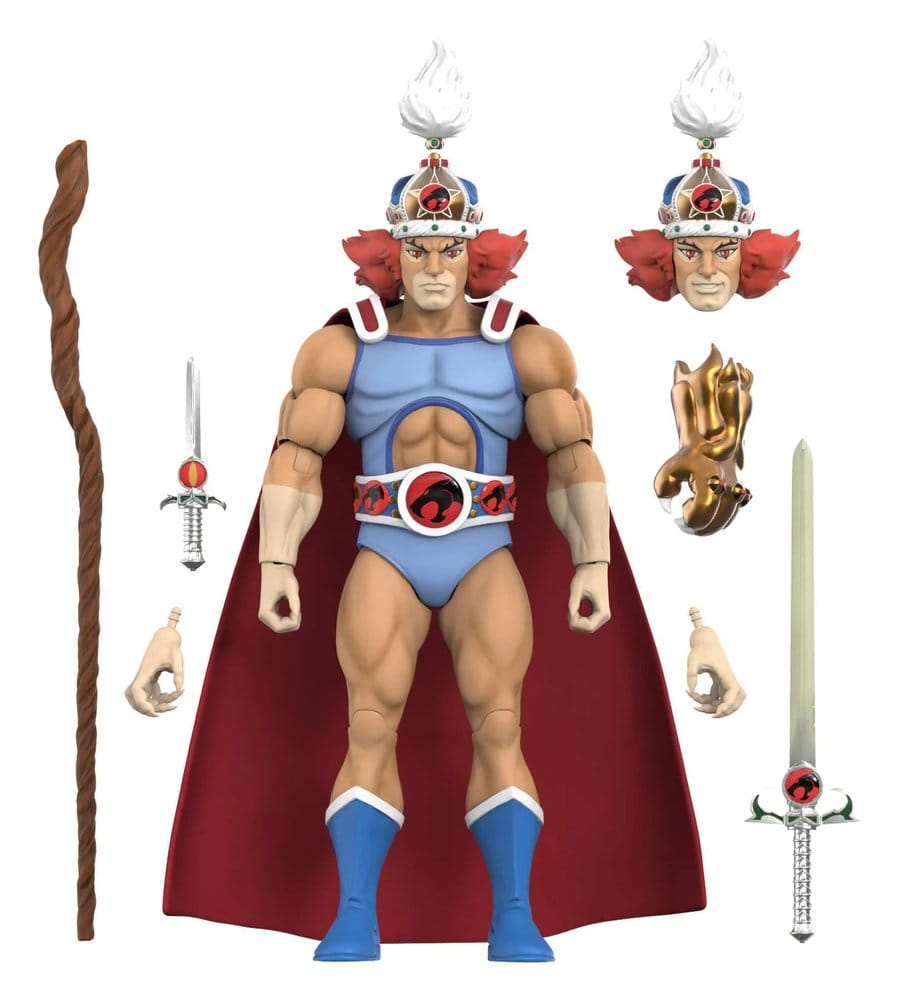 Super7 ThunderCats Ultimates King Lion-O with crown, cape, staff, swords and alternate head