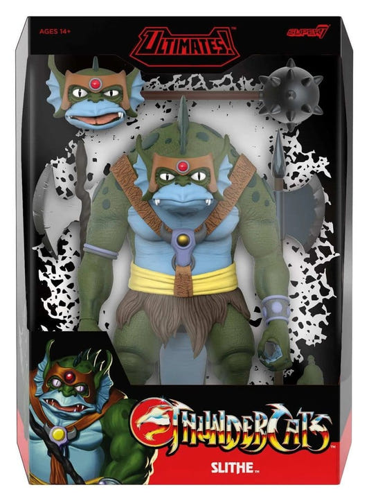 Super7 ThunderCats Ultimates Slithe in window box packaging with weapons