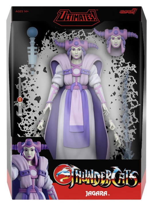 Super7 ThunderCats Ultimates Jagara in window box packaging with her accessories