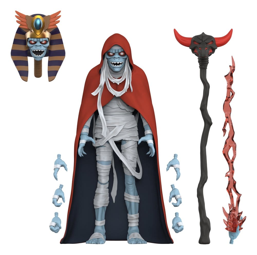Super7 ThunderCats Ultimates Mumm-Ra Old Man in red hood with alternate head, staff and effects