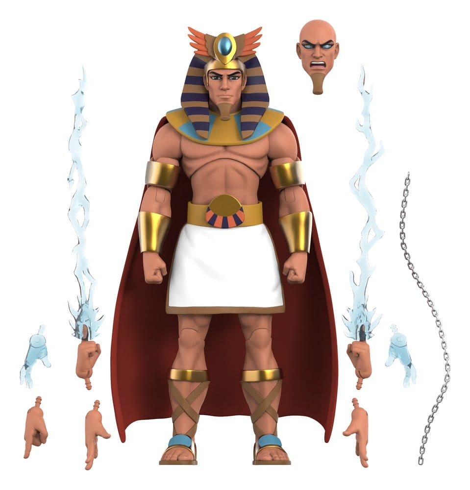 Super7 ThunderCats Ultimates Wizz-Ra in pharaoh headdress with alternate head and lightning effects
